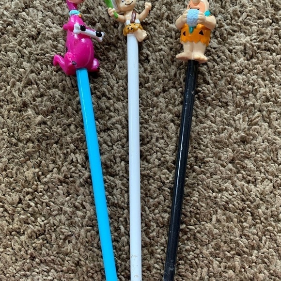 Vintage Set of 3 Flintstones Pencils (Fred, Bam Bam, Dino) - Picture 5 of 6